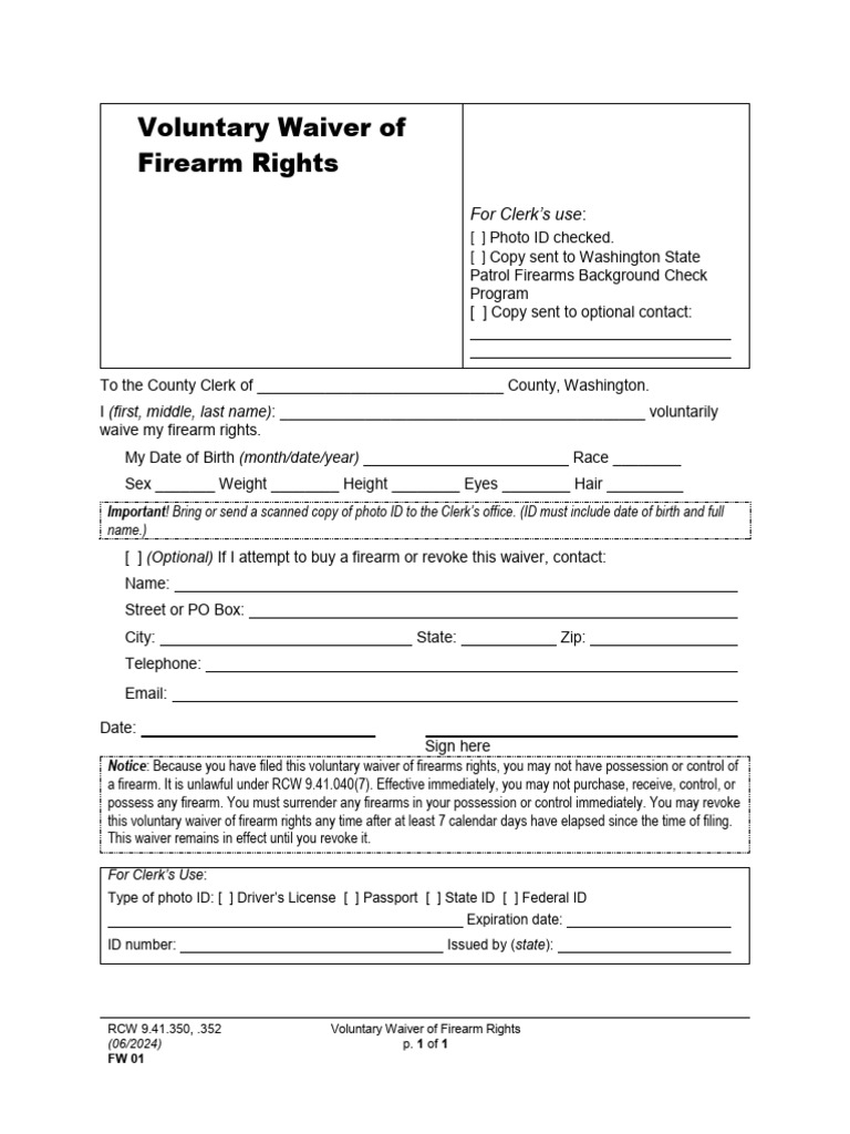 Voluntary Firearm Rights Waiver Form | PDF