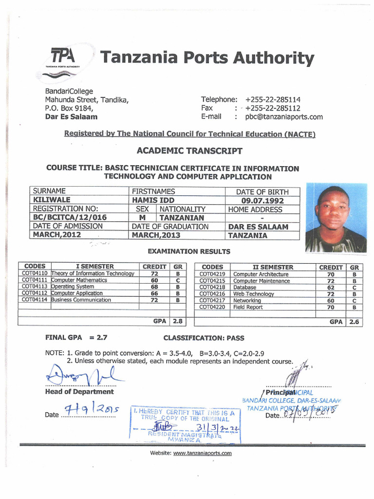 Academic Transcript | PDF
