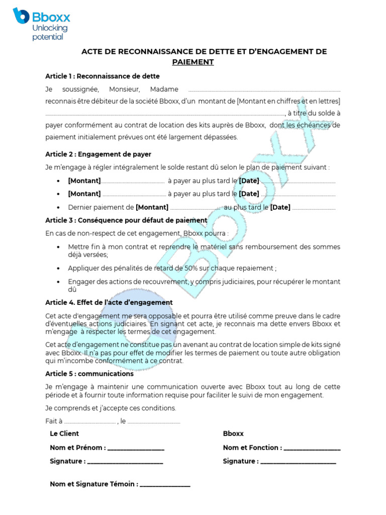 Reconnaissance de Dette et Paiement | PDF | Dettes