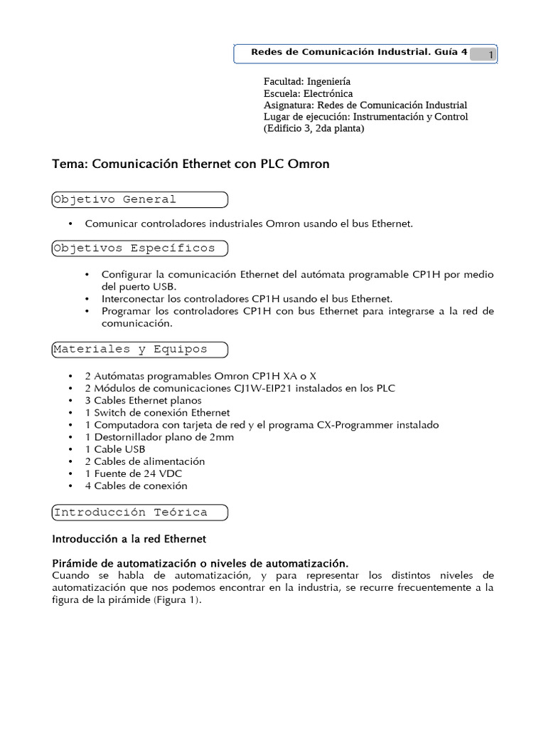Comunicación Ethernet en PLC Omron | PDF | Dirección IP | Conmutador de red