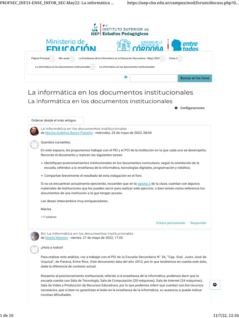 Foro-La Informática en Los Documentos Institucionales | PDF | Enseñando ...