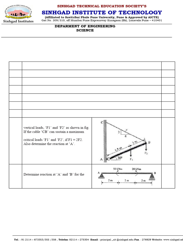 Beam Load Analysis and Cable Tension | PDF | Force | Beam (Structure)