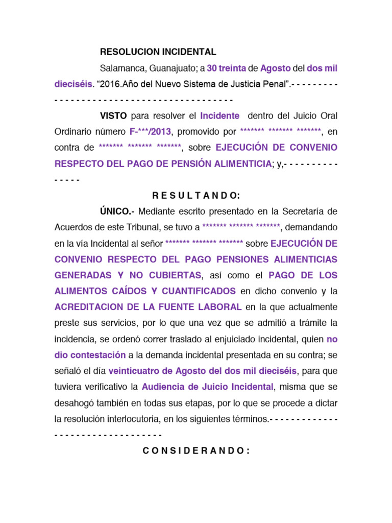 Ejemplo de Sentencia Juicio de Alimentos. | PDF | Pensión alimenticia