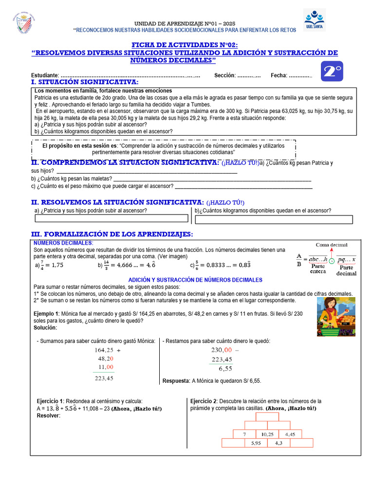 Ficha 2-2do-Ua2-2025 | PDF | Aritmética | Matemáticas