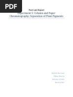 Experiment 5: Column and Paper Chromatography: Separation of Plant Pigments