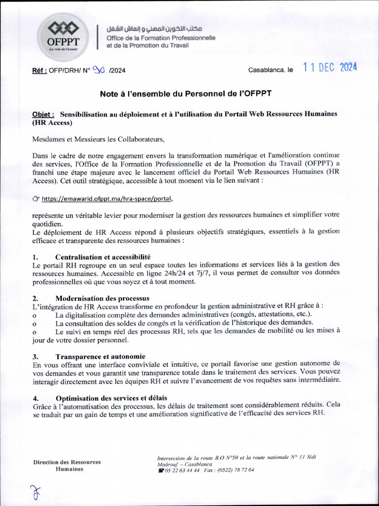 Note Portail Web RH | PDF