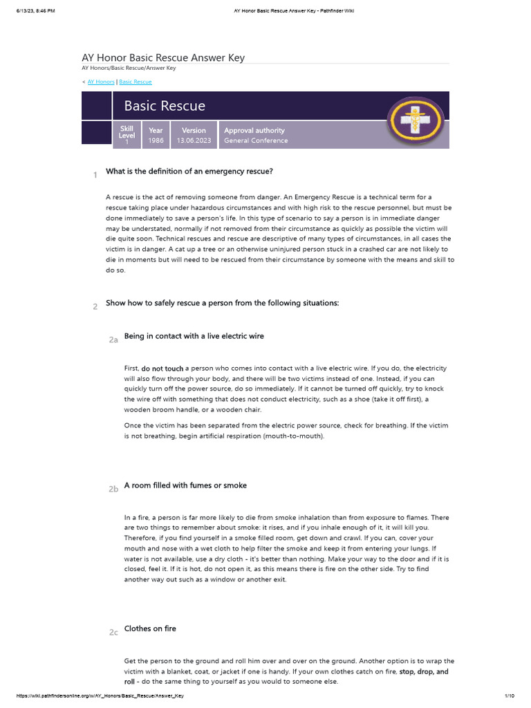 Basic Rescue Answer Key Guide | PDF