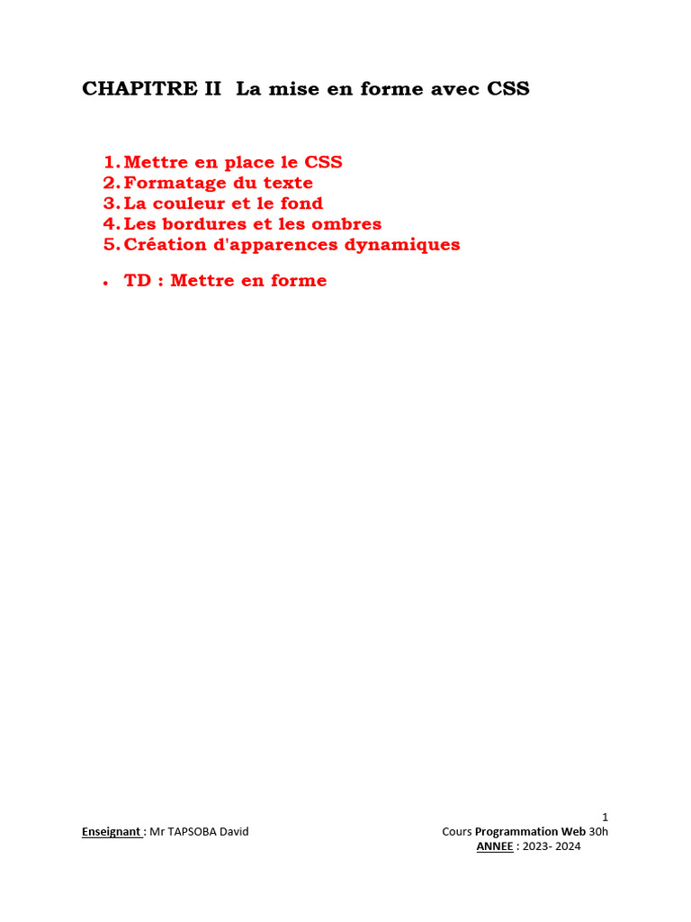Introduction à la mise en forme CSS | PDF | Html | Programmation web