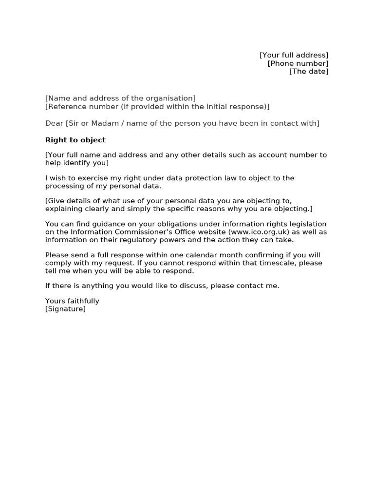 Raising A Concern Right To Object | PDF