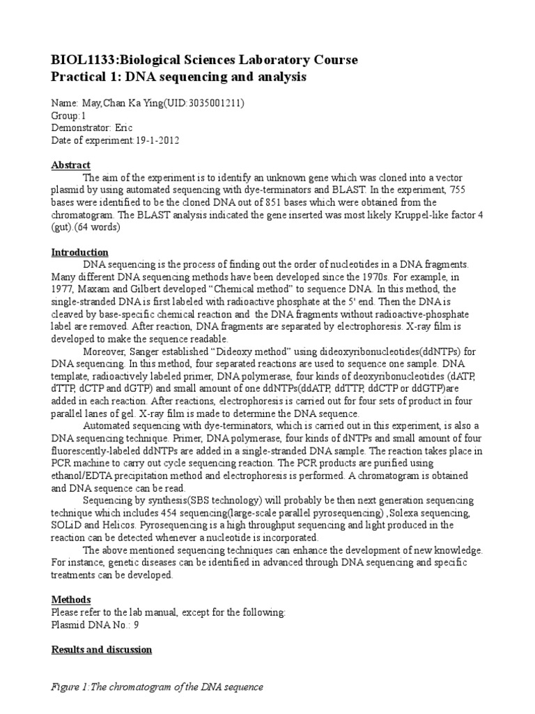 Lab Report 1 Dna Sequencing Nucleic Acids