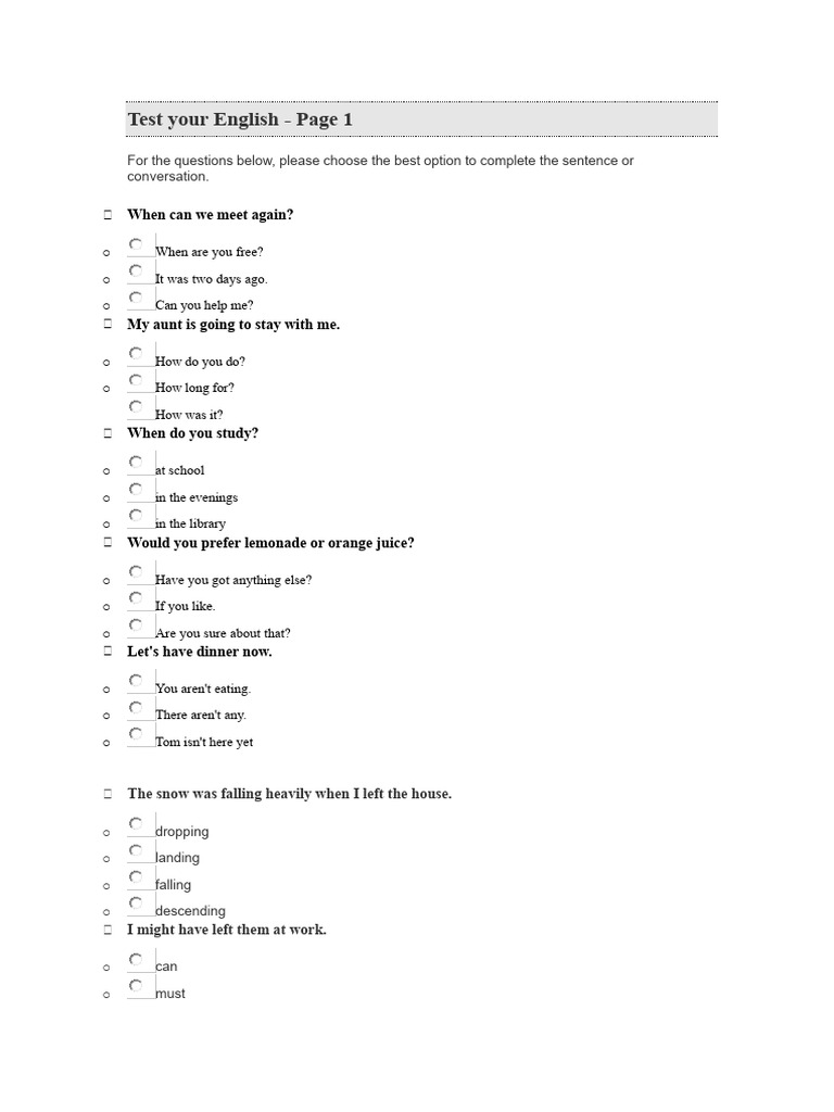 English Language Proficiency Test | PDF