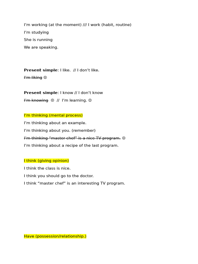 English Grammar: Present Tenses Guide | PDF