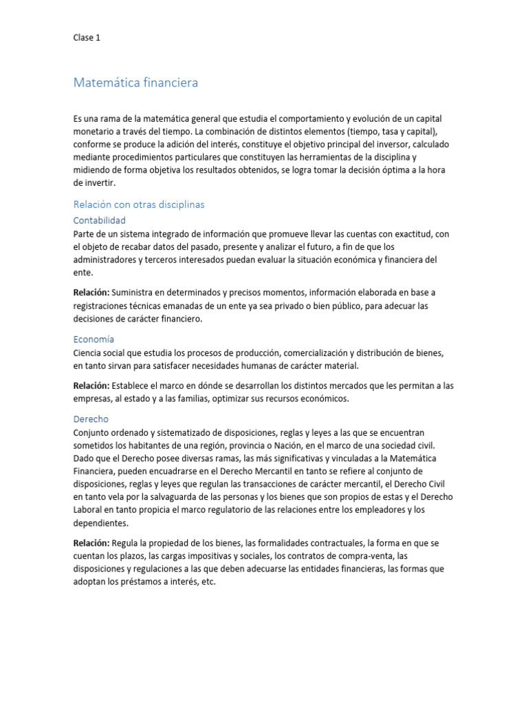 Introducción a la Matemática Financiera | PDF | Capital (economía ...