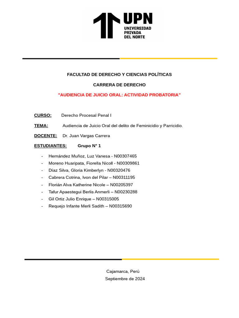 Acta de Audiencia de Juicio Oral Actividad Probatoria | PDF | Justicia ...