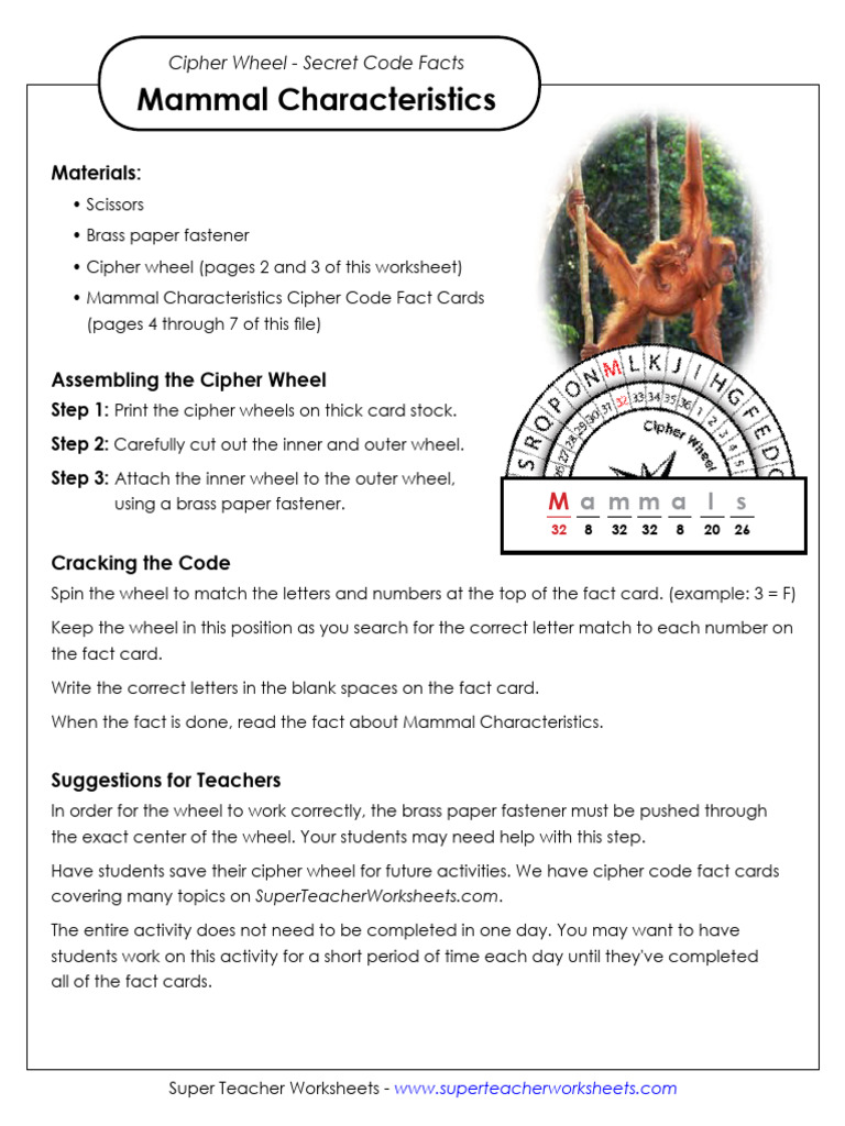 Cipher Wheel Mammals - CXZAS | PDF | Cryptography | Mammals