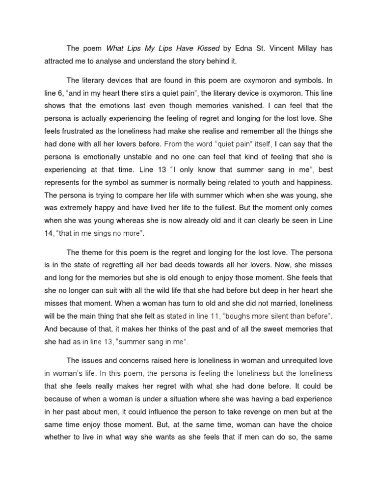 What Lips My Lips Have Kiss PDF Feeling Loneliness