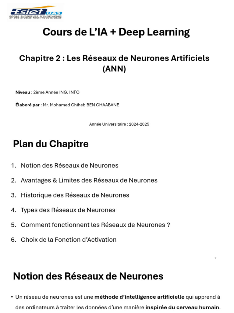 Réseaux de Neurones Artificiels en IA | PDF | Apprentissage automatique ...
