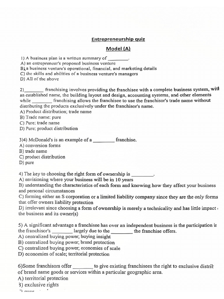 Model (A) Quiz 2 | PDF