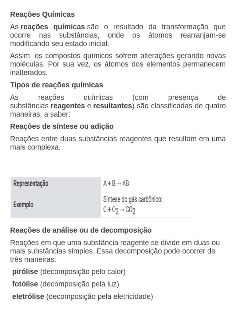 Classificação das Reações Químicas | PDF