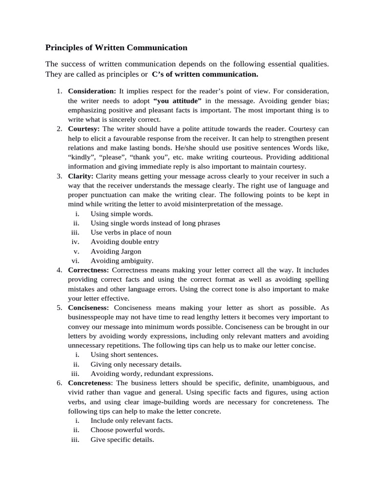 Key Principles of Written Communication | PDF | Syntax | Language Mechanics