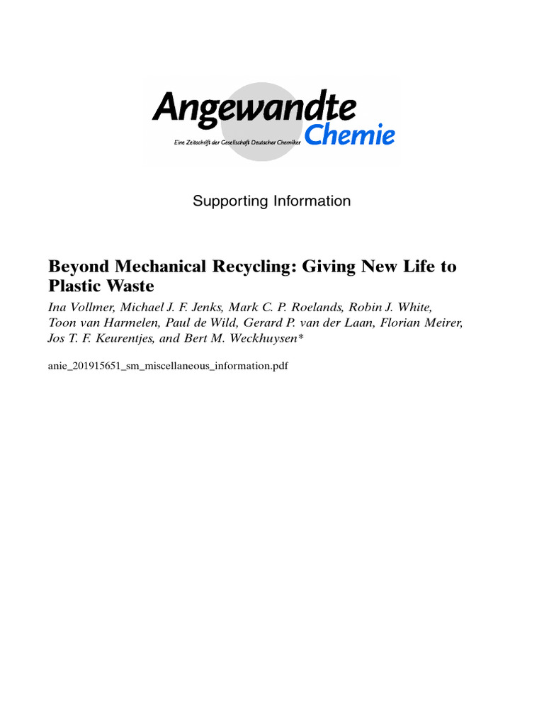Chemical Recycling of Plastic Waste | PDF | Pyrolysis | Recycling