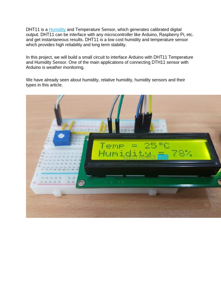 Arduino DHT11 Sensor Project Guide | PDF | Arduino | Sensor