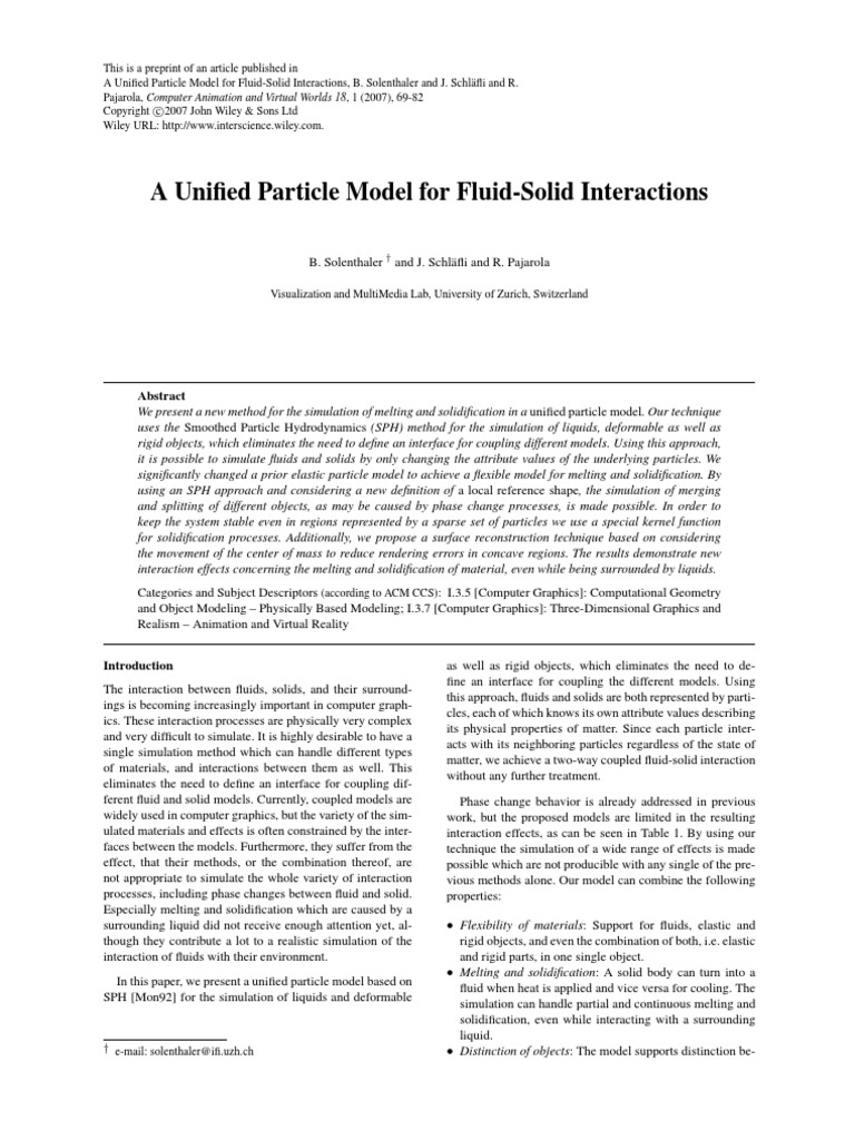 A Unified Particle Model For Fluid-Solid Interactions | PDF ...