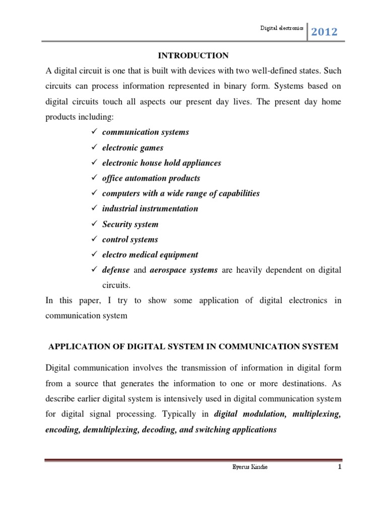 Applications of Digital Electronics in Communication | PDF | Data ...