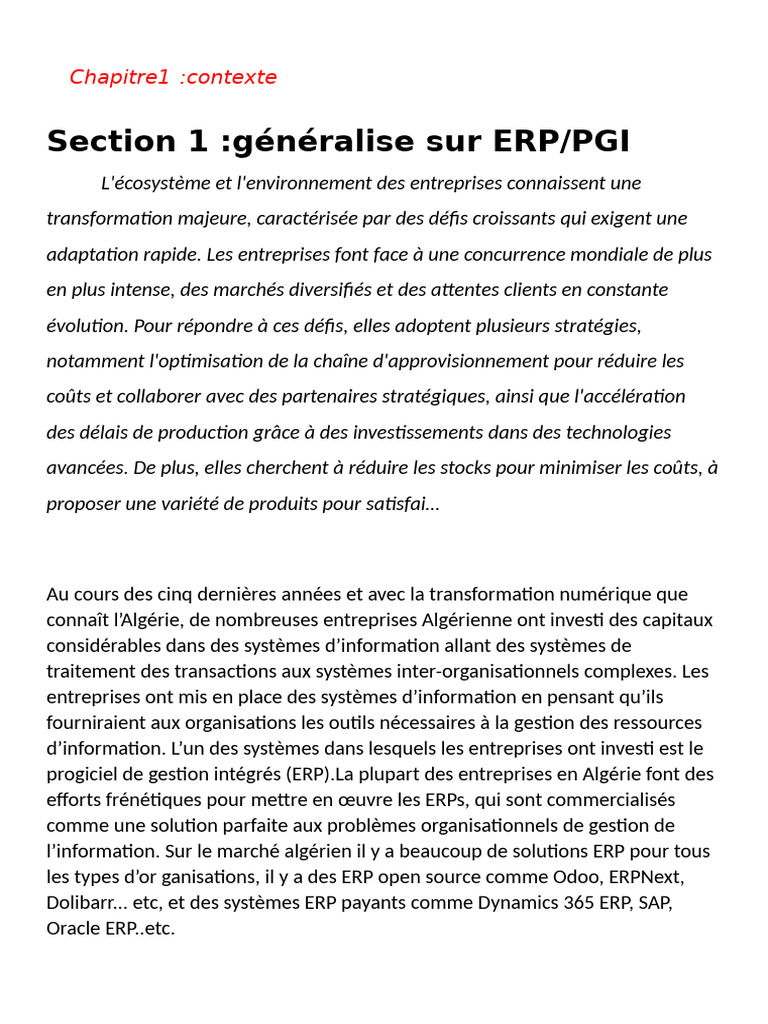 ERP en Algérie : Défis et Évolution | PDF | Progiciel de gestion ...