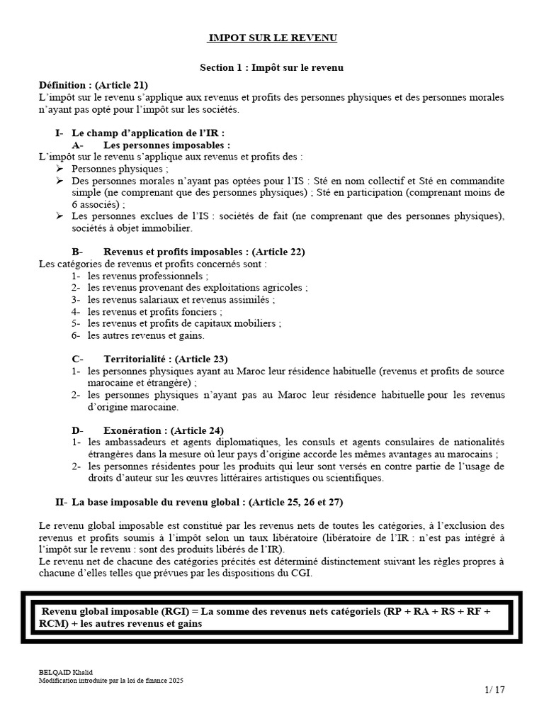 Guide sur l'impôt sur le revenu au Maroc | PDF | Impôt sur le revenu ...