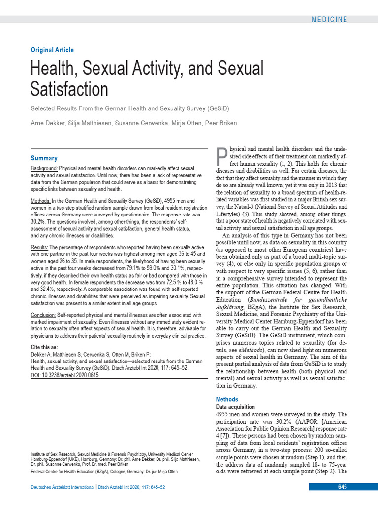 German Sexaul Satisfaction | PDF | Sexual Intercourse | Sampling ...