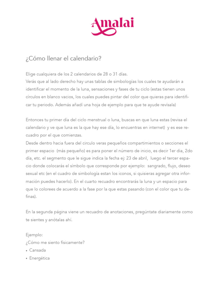 Como llenar mi calendario | PDF