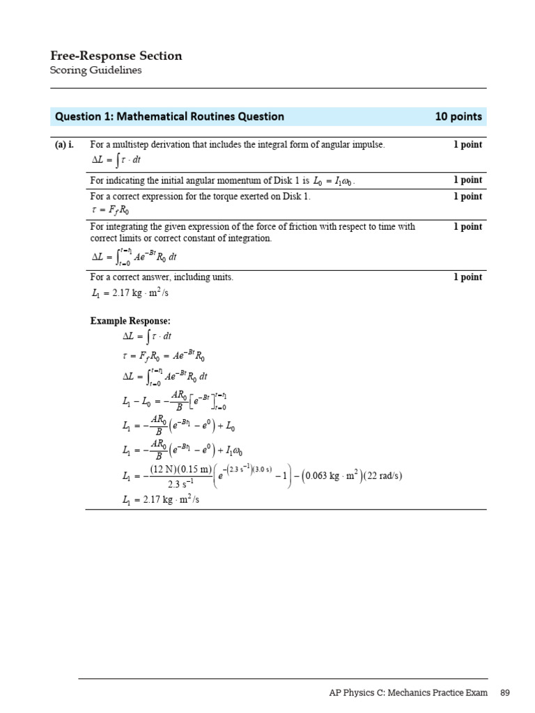 AP Physics C Mechanics Practice Exam Guide | PDF | Torque | Angular ...