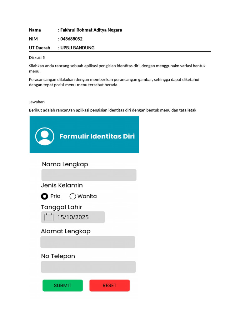 Rancangan Aplikasi Identitas Diri | PDF