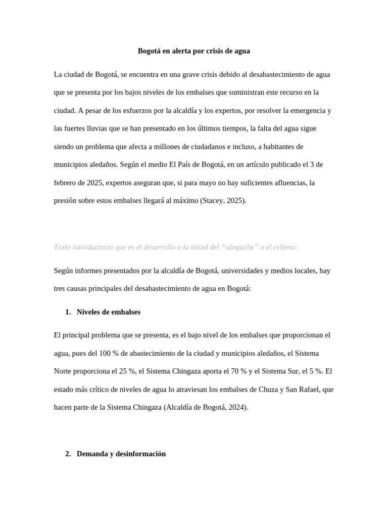 Crisis de agua en Bogotá: causas y soluciones | PDF | Agua | Bogotá