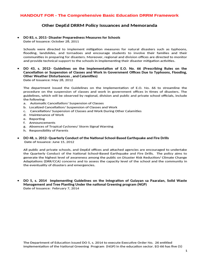 Basic Education DRRM Framework Overview | PDF | Natural Disasters ...