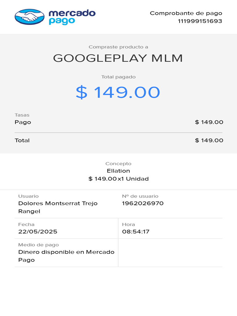 Comprobante de Pago a Google Ellation | PDF