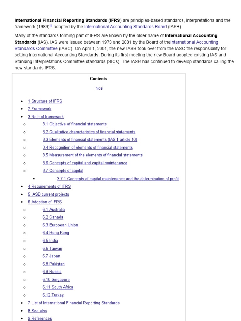 Overview of International Financial Reporting Standards | PDF ...