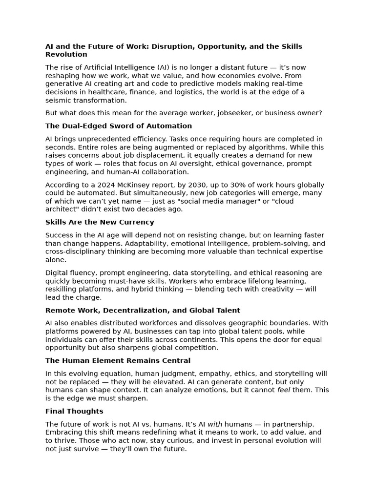 AI and the Future of Work | PDF | Artificial Intelligence ...