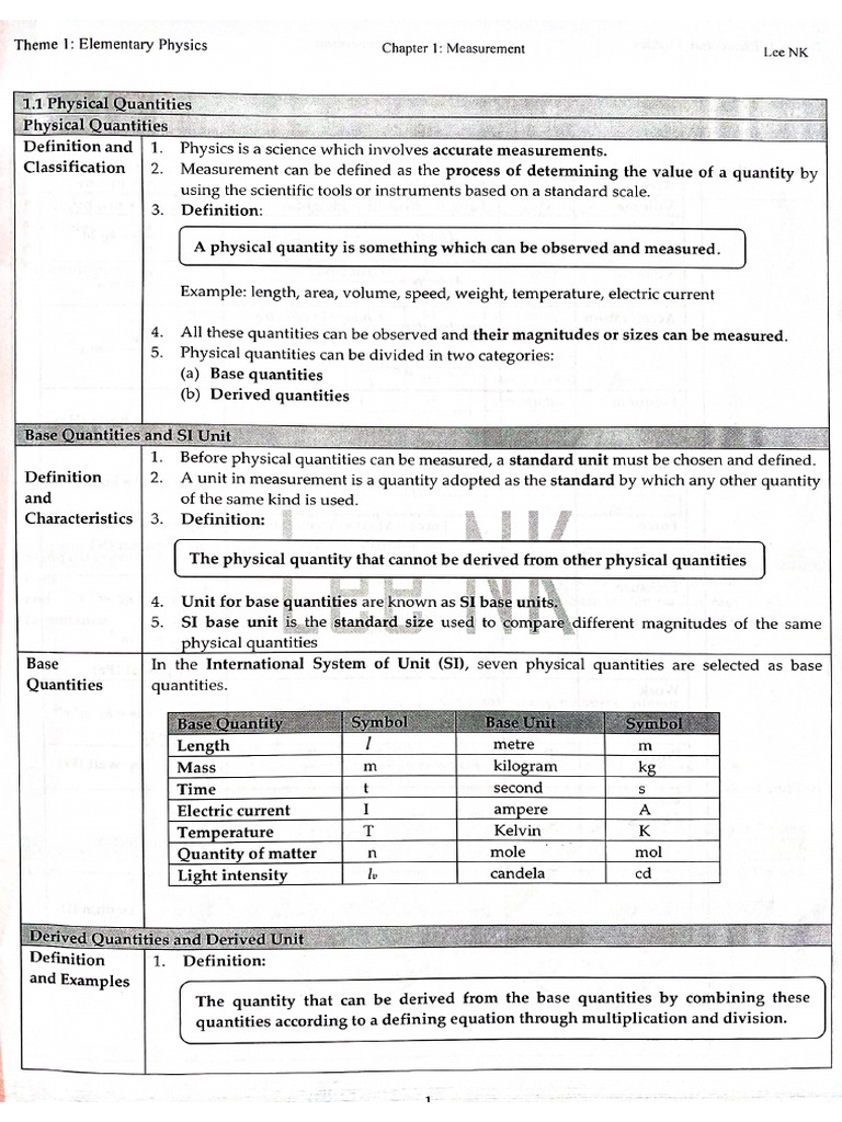 Physics Notes 1 | PDF