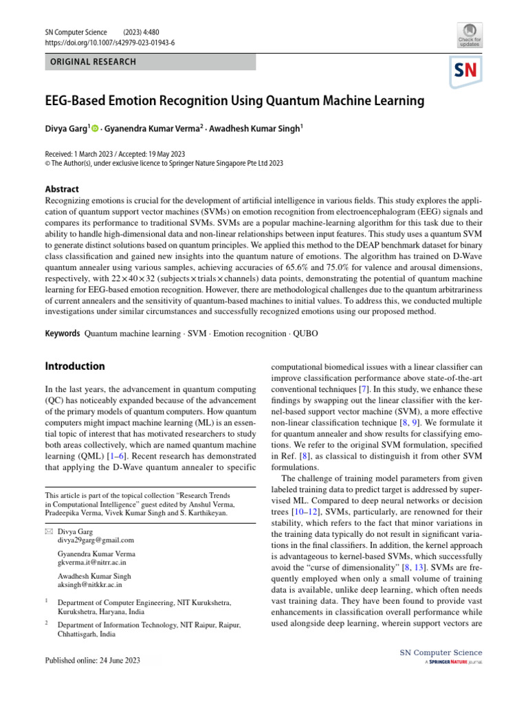 Quantum SVM for EEG Emotion Recognition | PDF | Principal Component ...