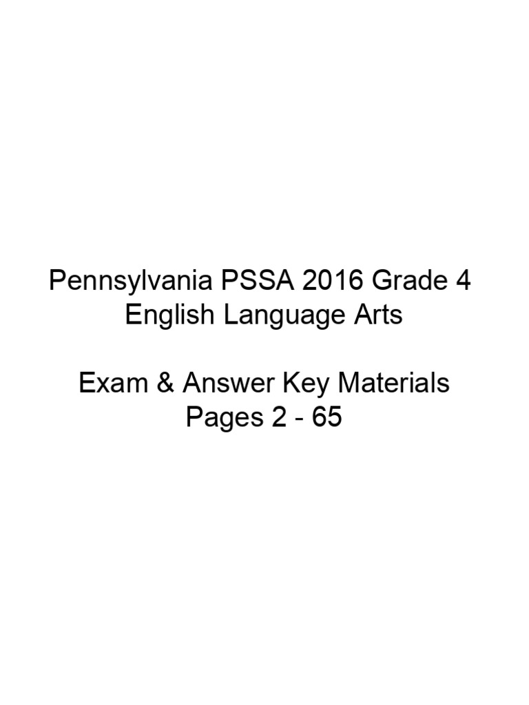PSSA 2016 Grade 4 ELA Exam Guide | PDF | Watch | Clock