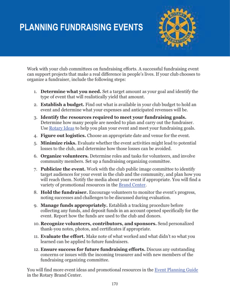Fundraising Event Planning Guide | PDF | Fundraising | Budget