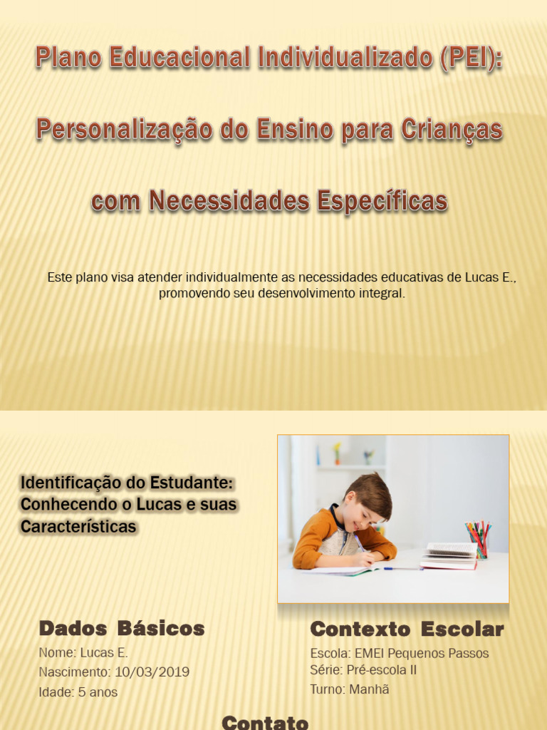 Plano Educacional Individualizado para Lucas | PDF | Comunicação ...