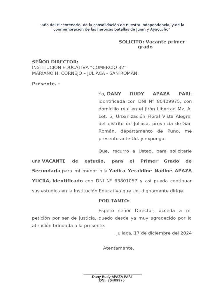 Solicito Vacante | PDF