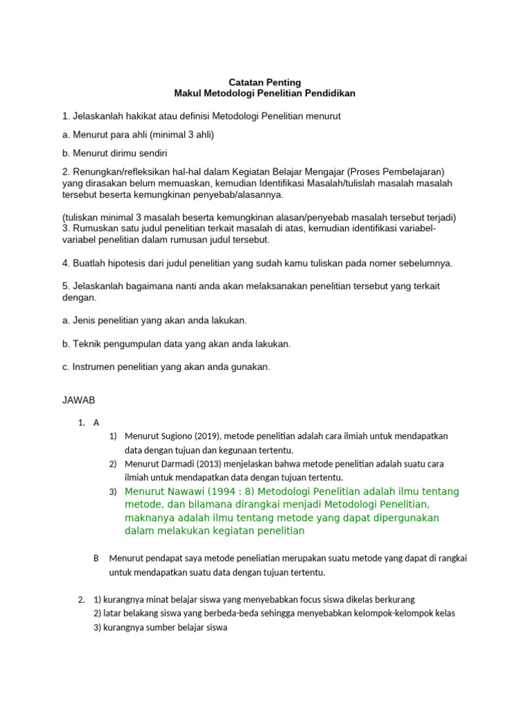 Metodologi Penelitian Pendidikan dan Masalah Siswa | PDF