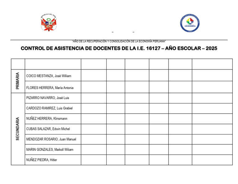 Control de Asistencia Docente 2025 | PDF