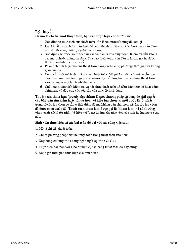 Phan Tich Va Thiet Ke Thuan Toan | PDF