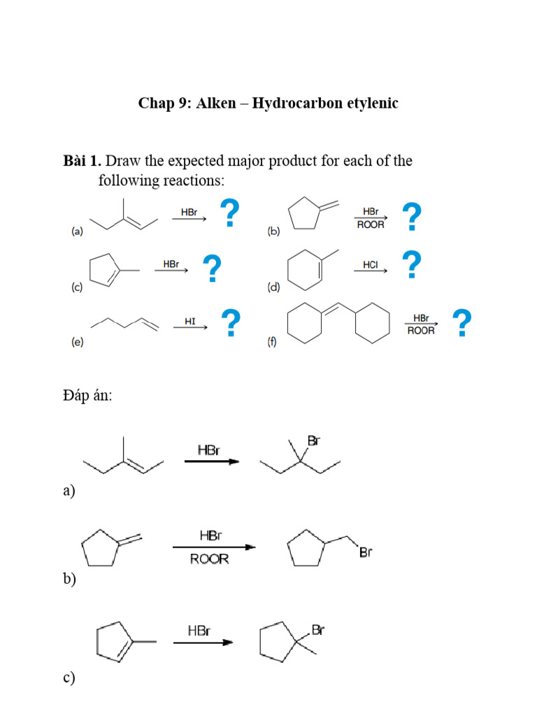 Mechanisms and Products of Alkene Reactions | PDF | Chemical Reactions ...