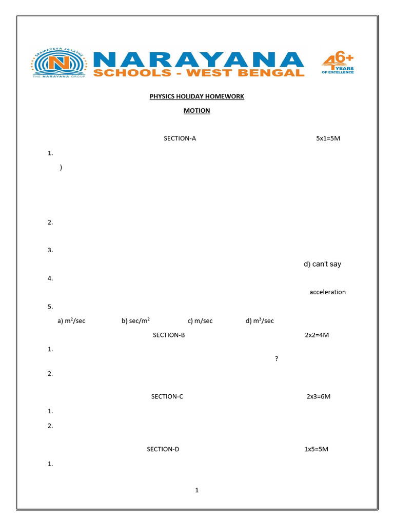 9 Physics Holiday Homework | PDF | Force | Acceleration
